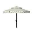 thumbnail image 2 of Safavieh Elegant Valance 9ft Metal Double Top Umbrella in Beige and White, 2 of 6