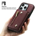 thumbnail image 5 of Decase Phone Case for iPhone 15 Pro Zipper Wallet Cover with Card Holder Slot Shoulder Crossbody Strap Long Lanyard Leather for Women Men,Winered, 5 of 6