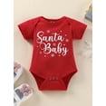 thumbnail image 2 of Bagilaanoe Newborn Baby Boy Girl Christmas Rompers Letter Snowflake Print Short Sleeve Bodysuit 3M 6M 9M 12M 18M 24M Infant One Piece Jumpsuit, 2 of 7