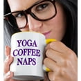 thumbnail image 2 of 3drose, Yoga Coffee Naps Purple, 11oz Two-tone Yellow Mug, 2 of 6