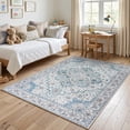 thumbnail image 2 of Janvonne Bohemian Blue Grey Area Rug, Low-pile Washable Non-Slip Boho Carpet for Living Room Bedroom Nursery, Pet Friendly，Home Decoration,4'x6', 2 of 8