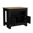 thumbnail image 7 of Xukmct Kitchen Island with Cabinet and Open Shelf, Wood Top Counter Height Table for Dining Room, Kitchen, Black + Brown, 7 of 7