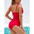 thumbnail image 7 of Charmo Ruffle Tankini Bathing Suits for Women V Neck Ruched Tummy Control Two Piece Swimsuits, 7 of 7