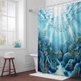 thumbnail image 3 of Summer Ocean Bathroom Shower Curtain, Nautical Watercolor Sea Coral Seaweed Fish Marine Life Waterproof Washable Soft Bath Curtain for Bathtub Decor with 12 Hooks&Grommet, 72x72 Inch, 3 of 9