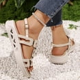 thumbnail image 6 of Xdegoge Womens Sandals Casual Summer Open Toe Gladiator Ankle Strap Sandals Geometric Cutout Flexible Sporty Flatform Walking Shoes, 6 of 9