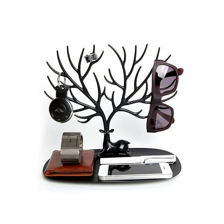 Necklace Tree Stand TSV Jewelry Holder Stand Display Organizer for Earrings/ Necklaces/ Bracelets Decorative Deer Antler Tree Design / Black Jewelry Organizer Stand Christmas Birthday Gift ()