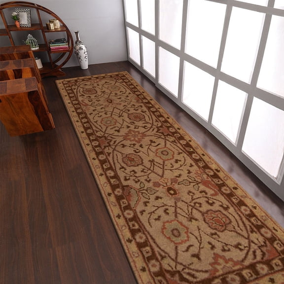 Rugsotic Carpets Hand Tufted Wool Eco-Friendly 2'6''x8' Runner Cream Oriental High Pile Thick Handmade Anti Skid Indoor Area Rug K05202