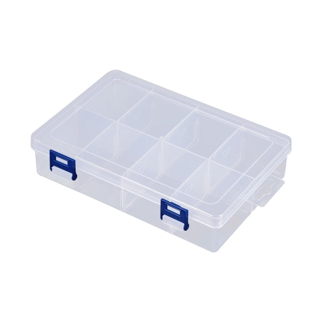 Plastic Compartment Storage Box With Adjustable Divider Removable Grid Compartment for Jewelry Small Accessories Hardware Fitting (8 Grids/2 Pack)