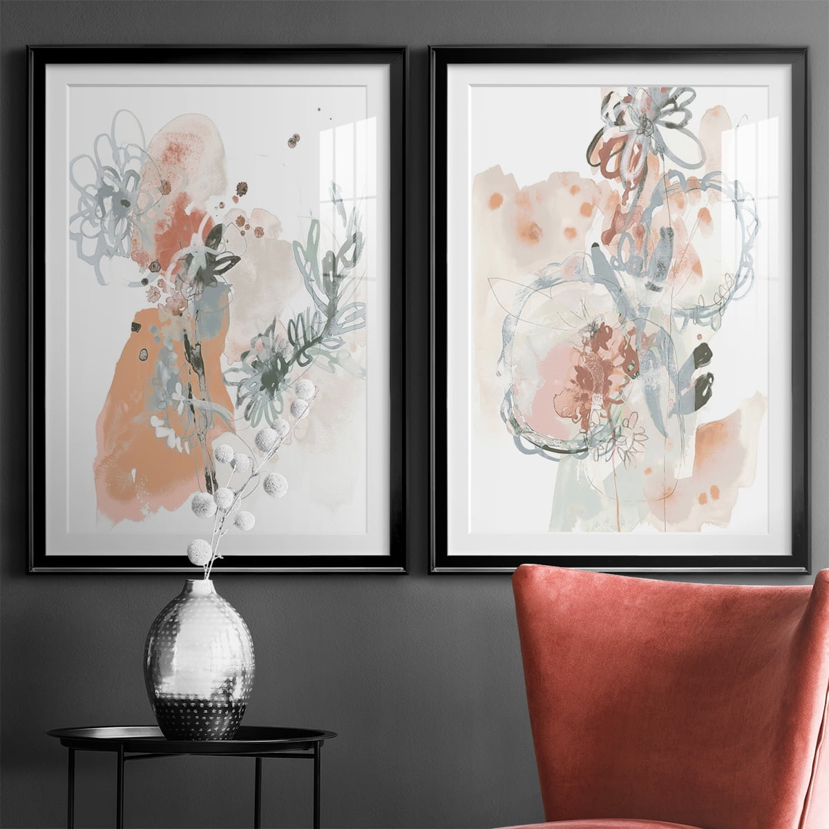 Wexford Home Petal Drift I Premium Framed Print, 18.5" x 24.5" - Ready to Hang, Black (Set of 2)