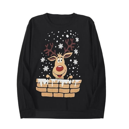 

Honeeladyy Winter Teen Kids Boys Girls Christmas Elk 3D Print Cartoon Polka Dot Sweatshirt Tops Black Sales Online