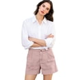 thumbnail image 5 of Stralyhd Womens Shorts Casual Cotton Linen Cargo Short 2026 Summer Vacation Fashion Mid-Rise Shorts Basic Short with Pockets Pink XXXL, 5 of 7