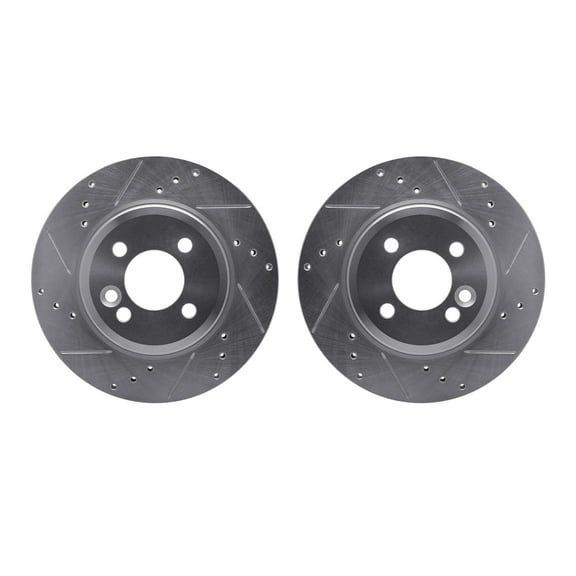 Dynamic Friction Company Front Brake Rotors-Drilled and Slotted-Silver 7002-32000
