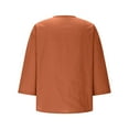 thumbnail image 6 of Button Down Shirts for Women 3/4 Sleeve Cotton and Linen Fashion Solid Color V Neck Loose T Thirt Blouse, 6 of 8