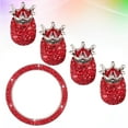 thumbnail image 3 of FRCOLOR Car Stem Cap 5PCS/Set Universal Crown Shape Rhinestone Car Start Key Tire Dust Caps Decoration Auto Stem Caps Ignition Button Ring (Red),1.57"X1.57"X0.08", 3 of 5