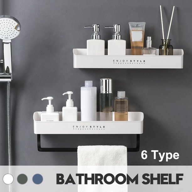 Kwan Floating Storage Shelves Wall Mounted Bathroom Shelf Modern For Kitchen Living Room And Bedroom Set Of 2 With Without Removable Towel Holder Com Kwan Floating Storage Shelves Wall, Wall Storage Shelves For Bathroom