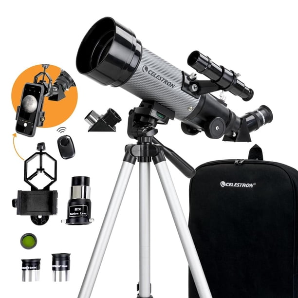 Telescopio Refractor Portátil Celestron 70mm Travel Scope DX Vidrio Recubierto Adaptador para Smartp