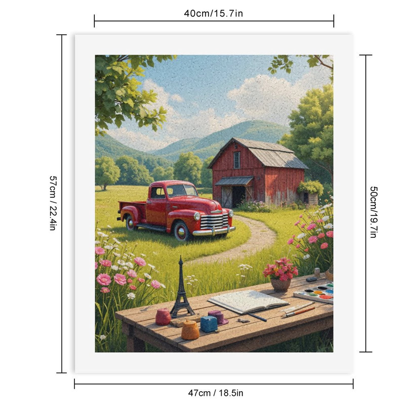 Paint by Numbers Kit for Adults, Red Truck Farm Barn Art Supplies Paint by Numbers, Easy Paint by Numbers Kit for Adults Beginner, DIY Adult Paint by Number Kits on Canvas, Home Decor