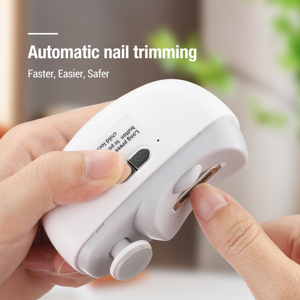 2-in-1 Electric Nail Trimmer - Automatic Nail Clipper for Kids & Adults, Safe Grinding System with LED Light, Rechargeable Baby Nail Care Kit for Toes & Fingers