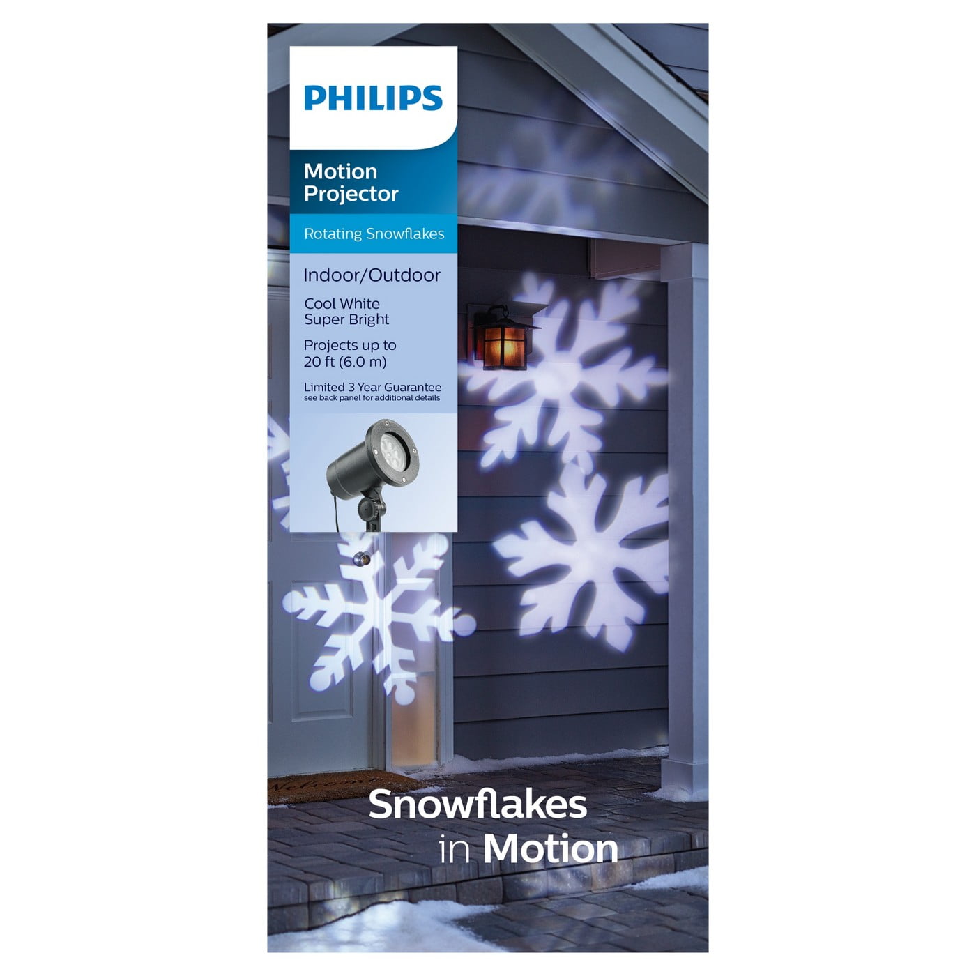 Philips 5 Cool White/Blue LED Snowflakes Christmas Light Lightshow w/ 8 Function 