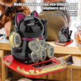 thumbnail image 3 of Gato de la suerte solar con brazo que se mueve Maneki Neko Gato de la fortuna que da la bienvenida Decoración para el hogar Regalos para el coche Amigos (negro), 3 of 5