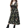 thumbnail image 1 of Vestido HUOGUO, a la moda casual, con estampado inglés, cuello en V, para mujer, 1 of 4