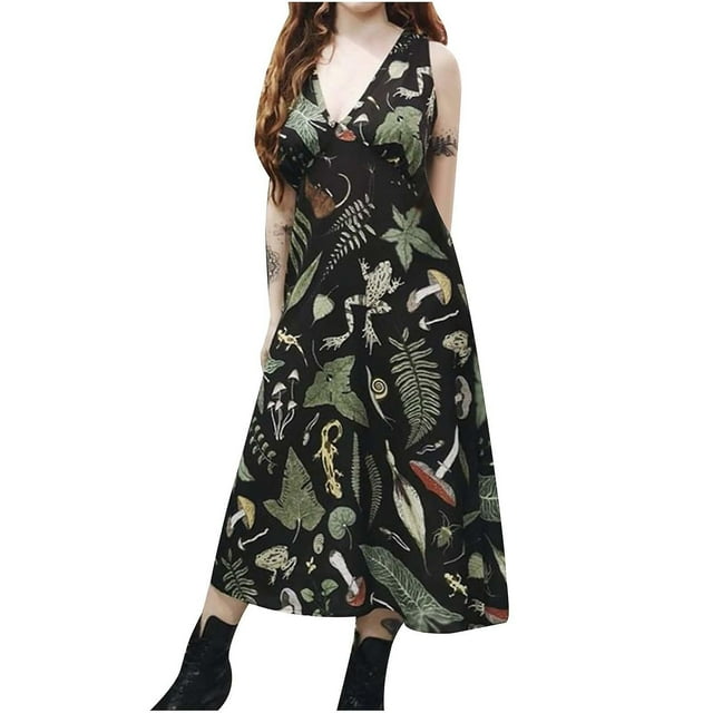 Vestido HUOGUO, a la moda casual, con estampado inglés, cuello en V, para mujer