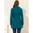 thumbnail image 4 of Abrigo De Botones Con Cuello Chal Con Muescas Para Mujer Abrigo De Invierno Largo De Un Solo Pecho Con Bolsillos Lago Azul S, 4 of 5