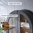 thumbnail image 4 of Bathroom Arched Wall Cabinet,23.5'' Wide Medicine Cabinet, Bathroom Cabinet Wall Mount W/Glass Doors & Adjustable Shelves, Over The Toilet Storage Cabinet for Laundry Room, Bedroom,Kitchen,Grey Balck, 4 of 16