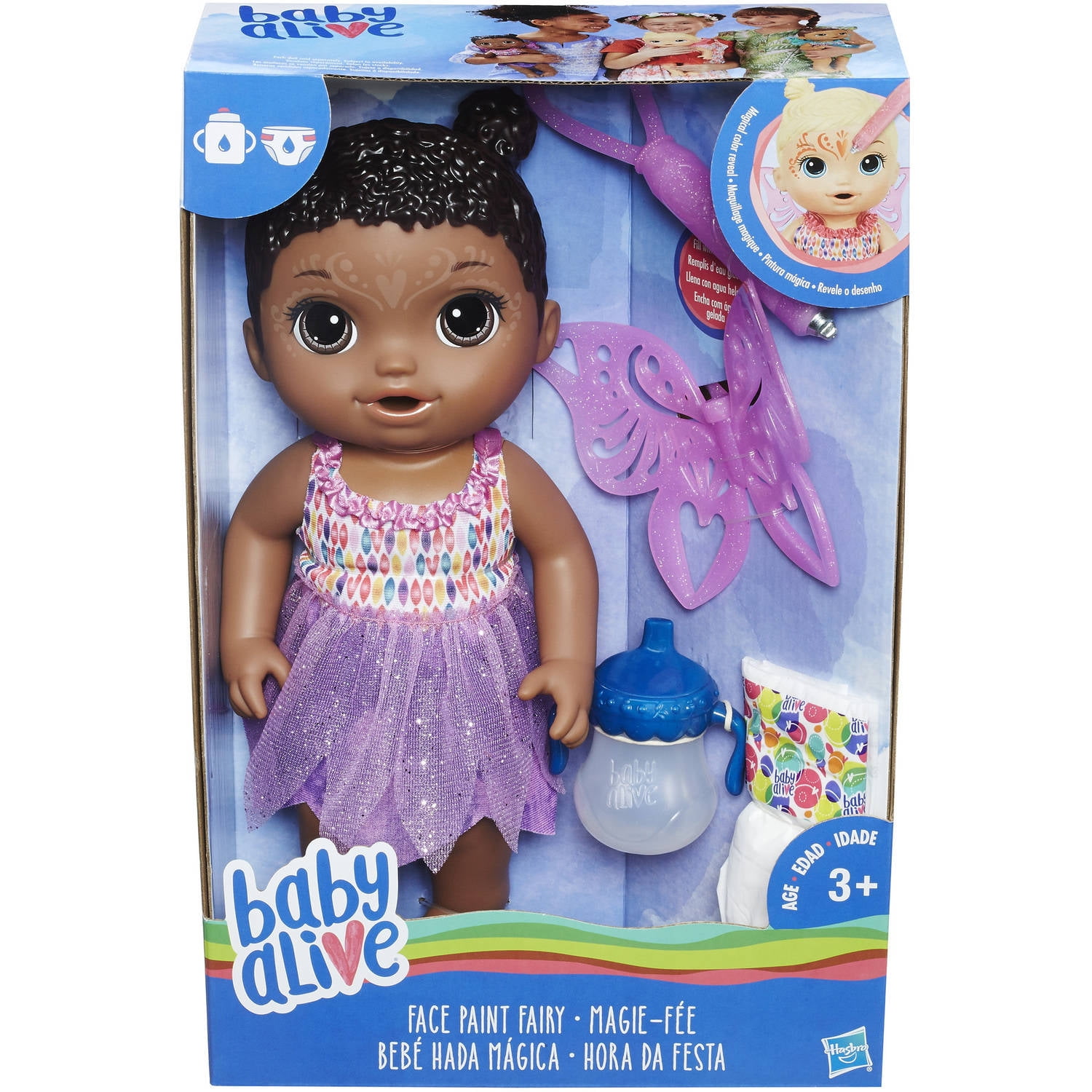 Baby Alive Face Paint Fairy Black Hair Doll Playset