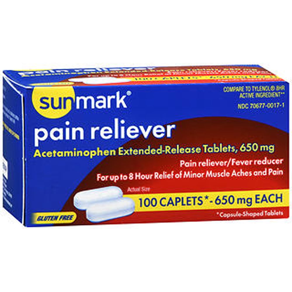 Sunmark Pain Reliever Acetaminophen Extended Release Tablets, 650 mg