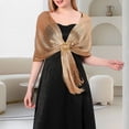 thumbnail image 4 of Harmtty - Chal de boda para dama de honor, elegante chal para mujer, con borlas brillantes, fino, color sólido, ligero, con hebilla, perfecto para damas de honor, bodas, eventos formales, dorado, 4 of 8