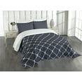 thumbnail image 3 of Ambesonne Marine Quilted Bedspread Set 3 Pcs, Classic Nautical Sea Sailing, Queen Size, Dark Blue White, 3 of 5