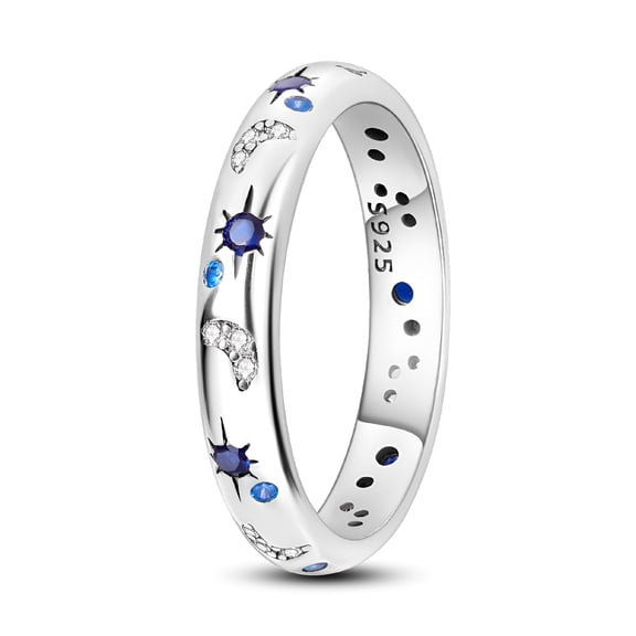 DESIGNICE Original Sparkling Starry Night 925 Sterling Silver Finger Ring Blue Aaa Cz for Women Jewelry Birthday Gift