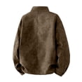 thumbnail image 5 of Atkumj Bomber Jacket Men with Pockets Stylish Suede Stand Collar Mens Leather Jacket Casual Solid Color Long Sleeve Zip Up Jacket for Outdoor Daily Activities 2XL, 5 of 9