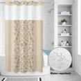 thumbnail image 2 of No Hook Shower Curtain, Japanese Shower Curtains for Bathroom with See Through Top Window, Beige Farmhouse Retro Floral Leaf Pattern Waterproof & Washable Bath Curtain Stand Up Stall 36"x72", 2 of 9