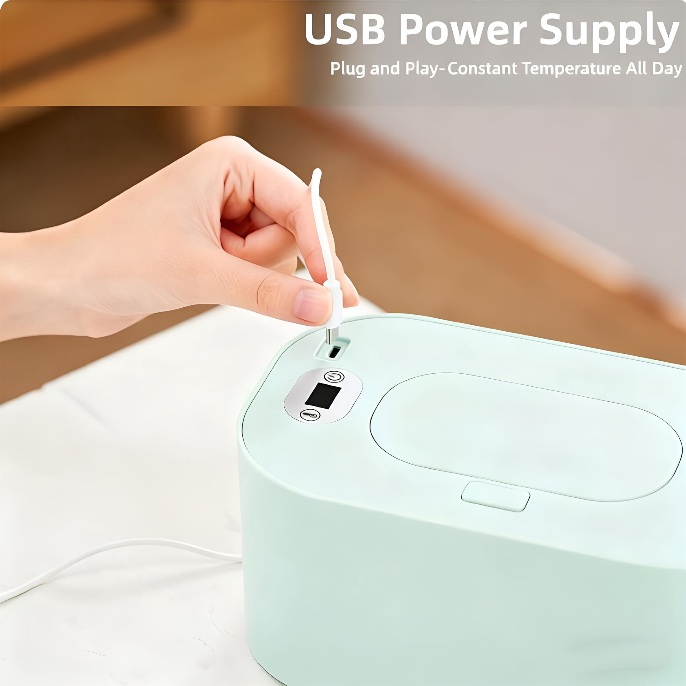 HIBIBUD 2026 New Portable Wipe Warmer Dispenser with Led Display-Usb Powered,Adjustable Temperature Control,Even Heating,Large Capacity for Home,Car&Travel(White)