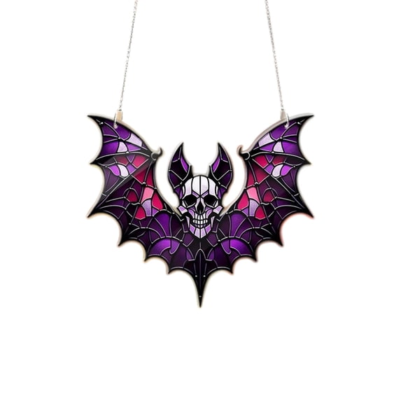 Clearance Halloween Decor Under $5 Halloween Bat Suncatcher Window Hanging Colorful Acrylic Wall Art for Home Window Door Decor,1PC