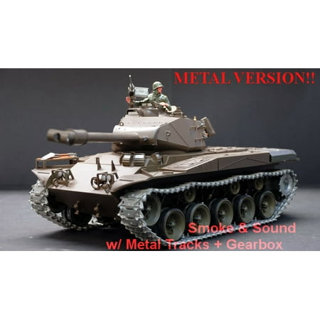 Bulldog Tank 2.4Ghz Radio Remote Control 1/16 US M41A3 Walker Bulldog Airsoft Battle Tank w/Sound & Smoke (Upgrade Version w/ Metal Gear & Tracks) RC RTR ()