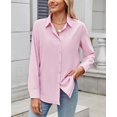 thumbnail image 2 of Camisa GliantOk para mujer, manga larga, con botones, chifón, rosa, 2 of 6