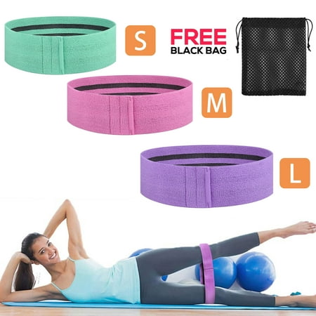 Resistance 3 Pack Loop Exercise Bands, Cloth Booty Training Band, Heavy/Non-Slip/Thick Fitness Exercise Circle Belt for Legs and Butt/Squat/Glute/Hip/Thigh Workout in 3