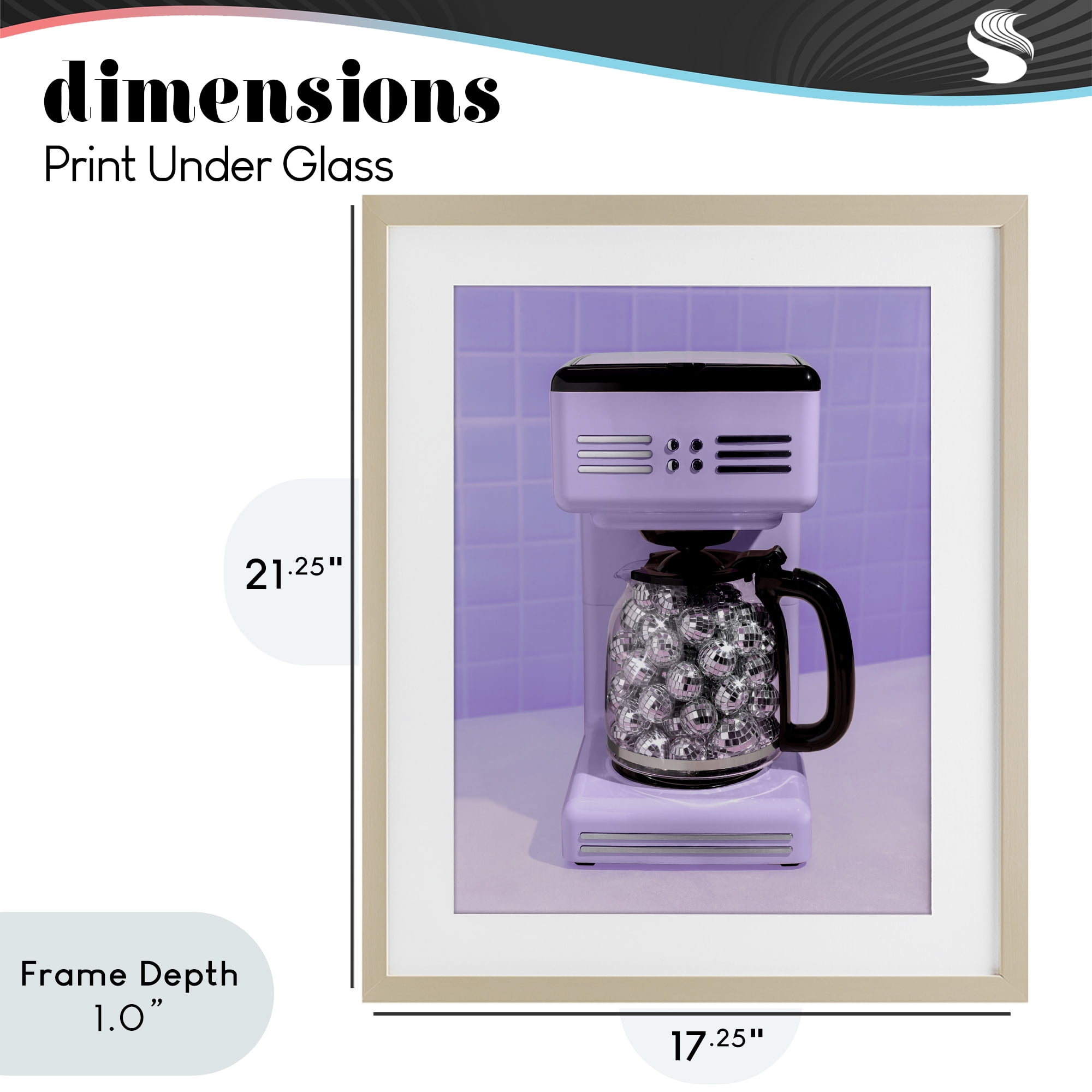 Stupell Industries Disco Coffee Maker over Purple Birch Framed Print Under Glass, design by LISH Creative