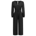 thumbnail image 6 of Aloohaidyvio Women's Elegant V Neck Jumpsuit Casual Straight Trousers Business Romper Formal Jumpsuit Black L, 6 of 6
