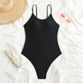 thumbnail image 2 of Elainilye Fashion Womens Swimsuits One Piece Bathing Suit Modest Swimwear Swimsuit Belly Shading Slim Solid Color Spa Swimwear,Black, 2 of 8