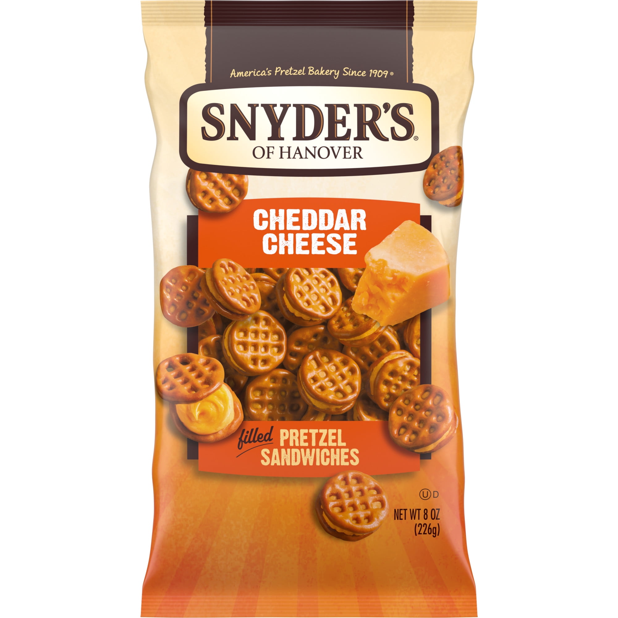 (3 pack) Snyder's of Hanover Cheddar Cheese Filled Pretzel Sandwiches, 8 oz