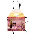 thumbnail image 1 of Wine Apron Bottle of Wine against Blossoming Lavender Landscape Country Meadow Picnic, Unisex Kitchen Bib Apron with Adjustable Neck for Cooking Baking Gardening, Lavander Yellow Green, by Ambesonne, 1 of 3