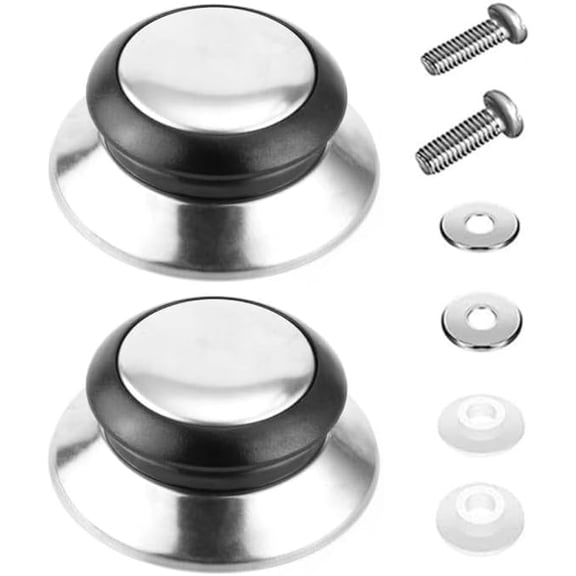 2-Pack Universal Pot Lid Knob, Bakelite & Stainless Steel Heat Resistant Replacement Handle, Fits 6mm Hole(DSF)