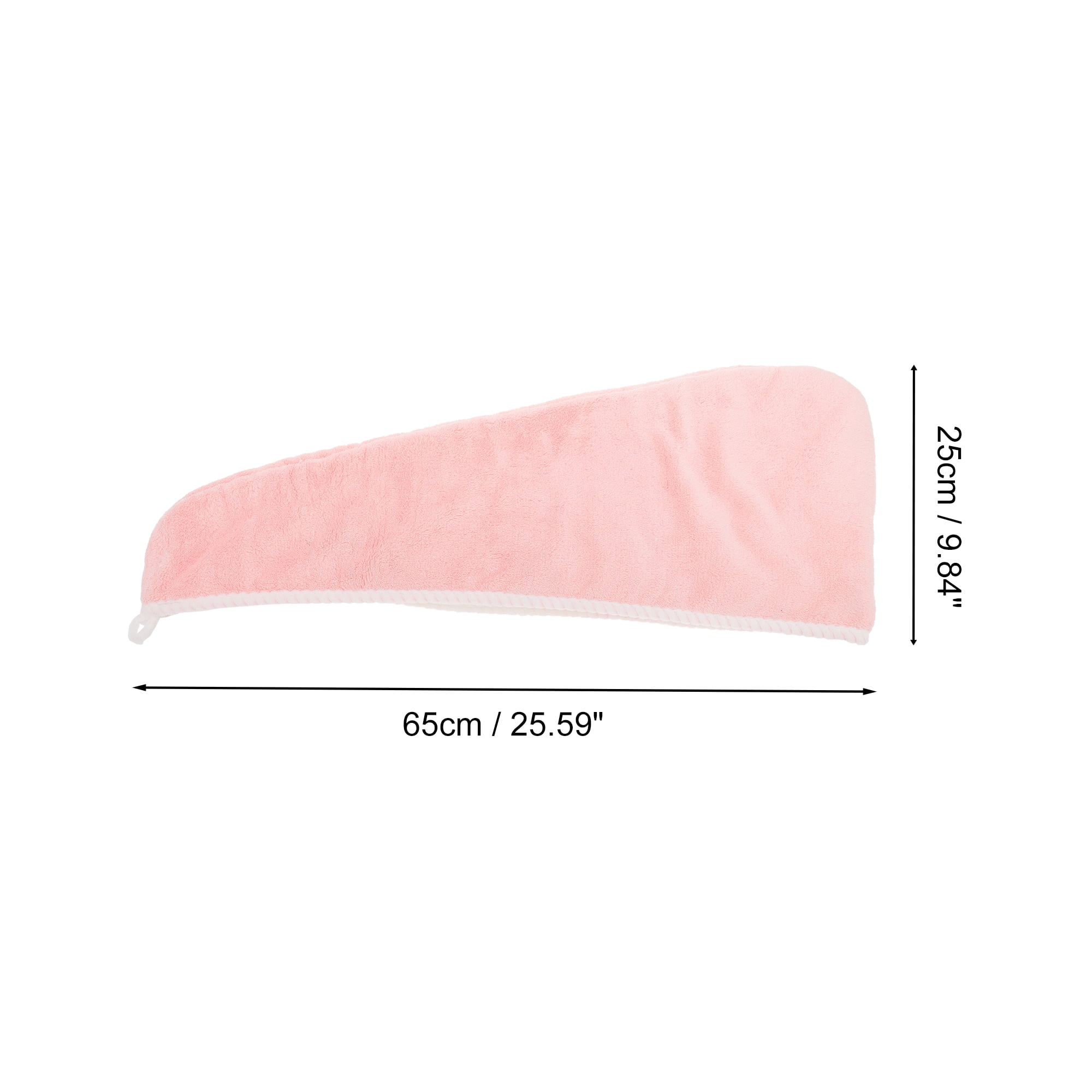 Unique Bargains 1pc Water-absorbent Double Layer Hair Towel 9.84"x 25.59" Pink, White