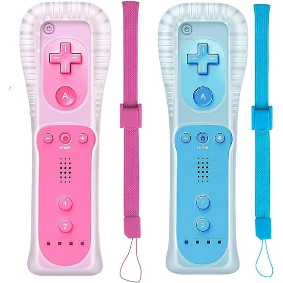 2 Packs Classic Remote Controller Compatible For Wii Wii U Console, Gamepad With Soft Silicone Sleeve And Wrist Strap (pink And Blue)