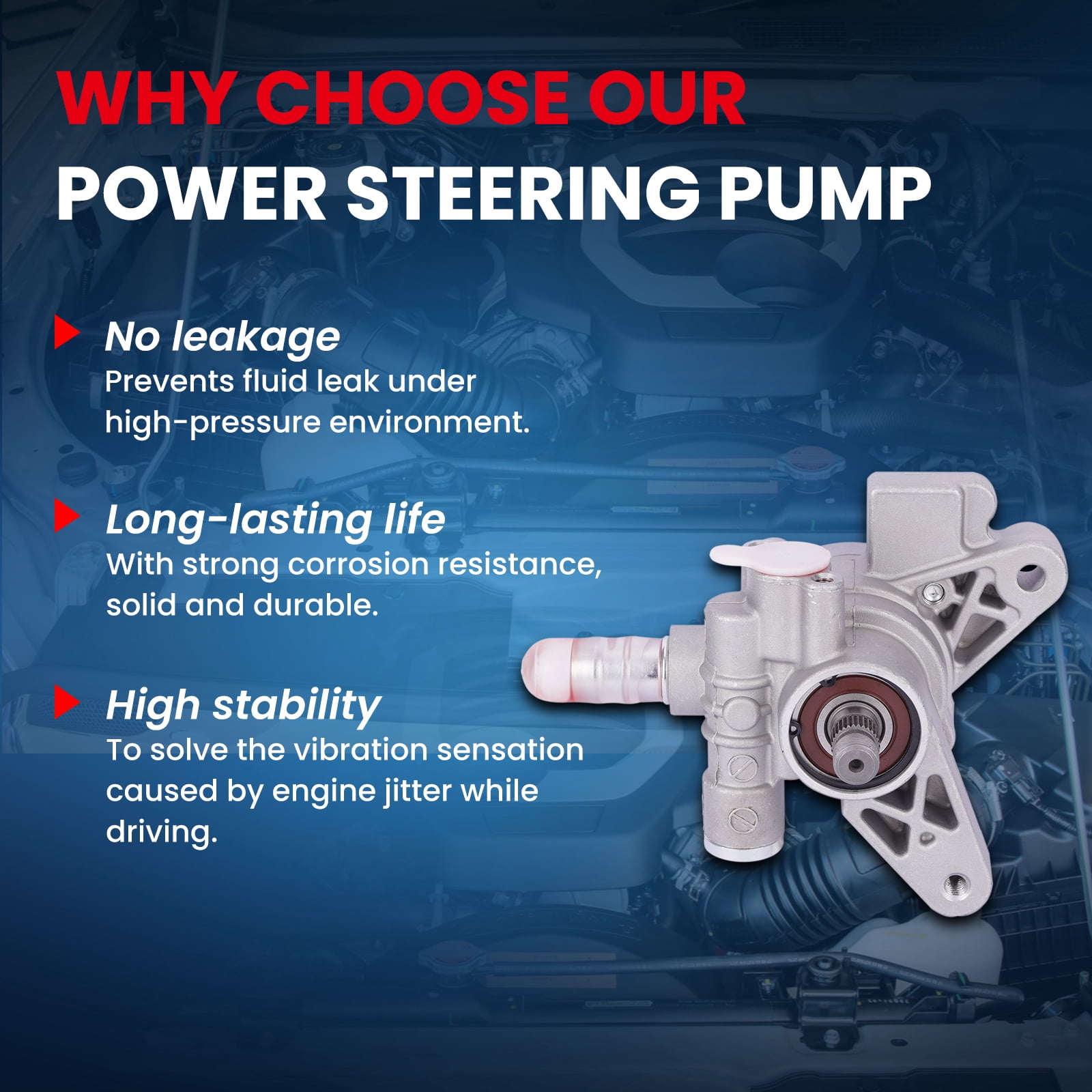 MOCA AUTOPARTS Power Steering Pump Fit for 1998-2002 Honda Accord 2.3L