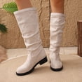 thumbnail image 4 of hzomhy Womens Mid Calf Boots Round Toe Buckle Strap Low Block Heel for Casual Daily and Winter Wear, 4 of 9